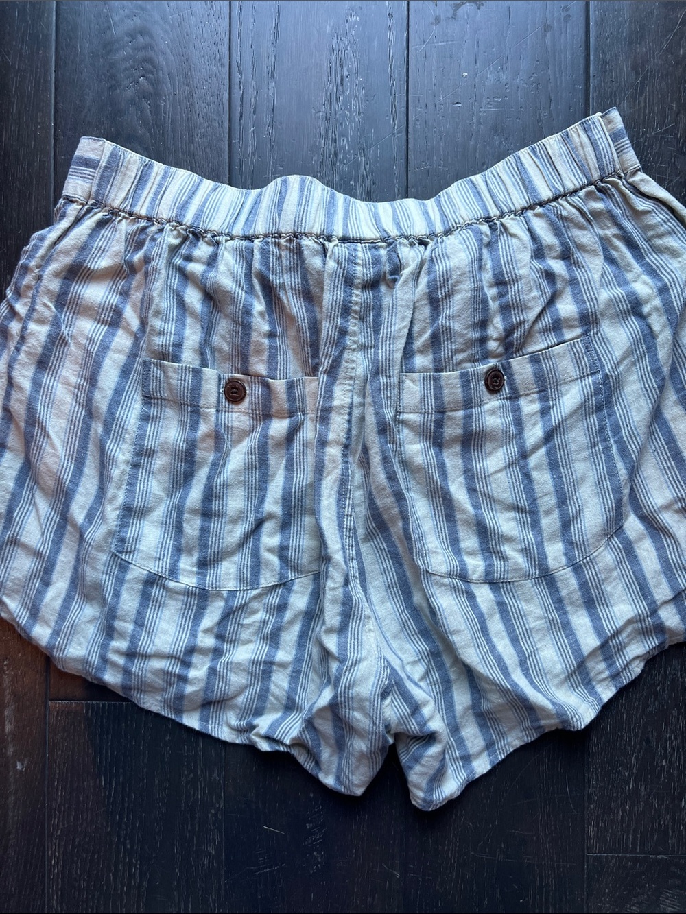 Patagonia Blue and White Striped High-Waist Tie-Front Shorts - Picture 3 of 3